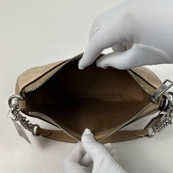 NWT Coach Teri Shoulder Bag In Signature Canvas in Sand/Taupe CV933 - Picture 6 of 9